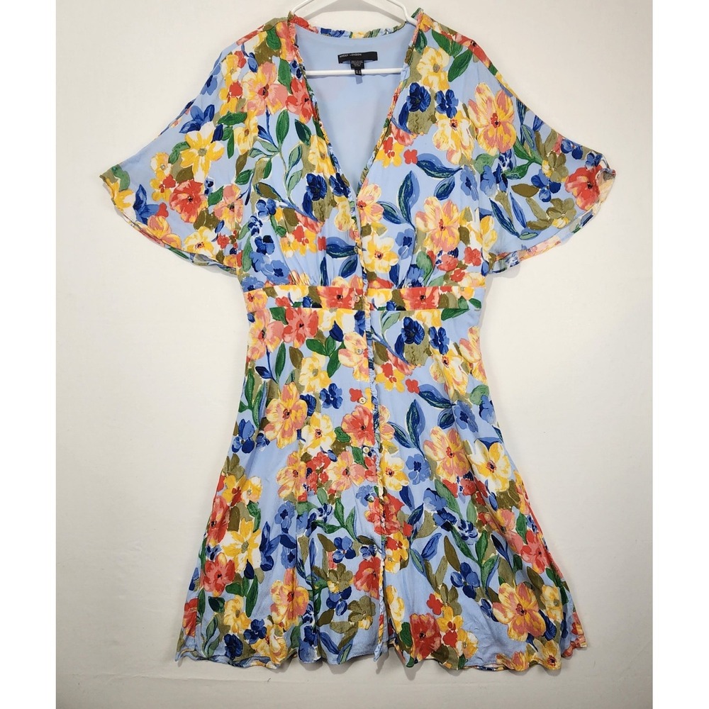 Maggy London Women's Button Floral Multicolor Romantic Dress Size 12